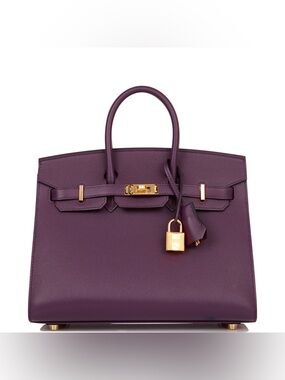 H Birkin Sellier 25 Cassis Veau Madame GHW burgundy epsom classic mature